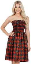 Load image into Gallery viewer, LA LEELA Women's Casual Beach A line Slit Smocked Mini Dress Tube Top Evening Short Strapless Christmas Tree Dresses for Women One Size Santa, Red P00899
