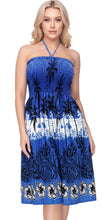 Cargar imagen en el visor de la galería, LA LEELA Women's Tube Dress Party Dress One Size Sapphire Palm Tree Floral P00986