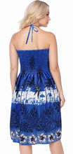Load image into Gallery viewer, LA LEELA Women's Tube Dress Party Dress One Size Sapphire Palm Tree Floral P00986