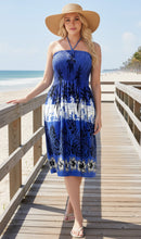 Cargar imagen en el visor de la galería, LA LEELA Women's Tube Dress Party Dress One Size Sapphire Palm Tree Floral P00986