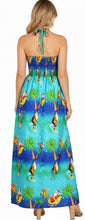 Load image into Gallery viewer, LA LEELA Women's Slit Smocked Maxi Casual Beach Dress Tube Top Evening Christmas Tree Blue P01037