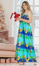 Load image into Gallery viewer, LA LEELA Women's Slit Smocked Maxi Casual Beach Dress Tube Top Evening Christmas Tree Blue P01037