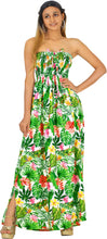Load image into Gallery viewer, LA LEELA Women's Tube Dress Flowy Top Maxi Pearl Tropical P01046