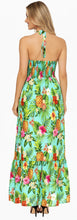 Load image into Gallery viewer, La Leela Resort Chic Tropical Shamrock Green Floral Print Long Dress P01049