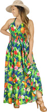 Load image into Gallery viewer, La Leela Resort Chic Tropical Floral and Pineapple Print Long Dress P01051