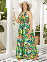 Load image into Gallery viewer, La Leela Resort Chic Tropical Floral and Pineapple Print Long Dress P01051