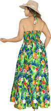 Load image into Gallery viewer, La Leela Resort Chic Tropical Floral and Pineapple Print Long Dress P01051