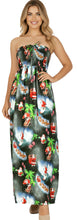 Load image into Gallery viewer, LA LEELA Women's A line Slit Maxi Casual Beach Dress Tube Top Evening Long Strapless Tacky Christmas Tree Dresses Black, Palm Tree P01053