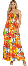 Load image into Gallery viewer, LA LEELA Women's A line Slit Smocked Maxi Casual Beach Dress Tube Top Evening Long Strapless Christmas Women Tangerine P01055
