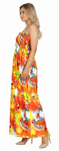 Load image into Gallery viewer, LA LEELA Women's A line Slit Smocked Maxi Casual Beach Dress Tube Top Evening Long Strapless Christmas Women Tangerine P01055
