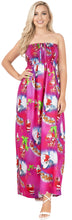 Load image into Gallery viewer, LA LEELA Women's A line Slit Smocked Maxi Casual Beach Dress Tube Top Evening Long Christmas Tree Pink P01056