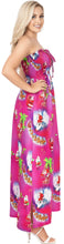Load image into Gallery viewer, LA LEELA Women's A line Slit Smocked Maxi Casual Beach Dress Tube Top Evening Long Christmas Tree Pink P01056