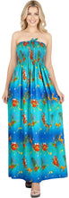 Cargar imagen en el visor de la galería, LA LEELA Women's A line Slit Smocked Maxi Casual Beach Dress Tube Top Evening Long Strapless Christmas Lapis, Palm Tree P01057
