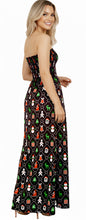 Load image into Gallery viewer, LA LEELA Women's A line Slit Smocked Maxi Casual Beach Dress Tube Top Evening Long Strapless Tacky Christmas Dresses for Women One Size Coal Christmas P01064