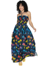 Cargar imagen en el visor de la galería, LA LEELA Women's Dresses Evening Palm Tree, Blue P01089