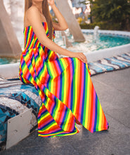 Cargar imagen en el visor de la galería, LA LEELA Women's Dresses Evening Multi Stripes P01091