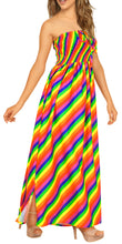 Cargar imagen en el visor de la galería, LA LEELA Women's Dresses Evening Multi Stripes P01091