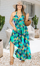Load image into Gallery viewer, HAPPY BAY Women's Beach Summer A line Maxi Smocked Top Frill Dress Long Sleeveless Casual Tube Dresses for Women Leaves, Blue P01096