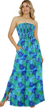 Load image into Gallery viewer, HAPPY BAY Women's Tube Dress Top Party Maxi Large-X-Large Monstera Leafs Blue P01102