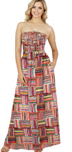 Load image into Gallery viewer, LA LEELA Women's Summer Boho A line Slit Maxi Beach Dress Smocked Top Evening Long Strapless Tube Dresses for Women L-XL Checks, Varicolor P01107