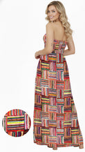 Load image into Gallery viewer, LA LEELA Women's Summer Boho A line Slit Maxi Beach Dress Smocked Top Evening Long Strapless Tube Dresses for Women L-XL Checks, Varicolor P01107