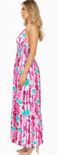 Load image into Gallery viewer, La Leela Pink and White Floral Printed Halter Neck Long Dress P01120