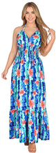 Load image into Gallery viewer, Royal Blue and White Floral Printed Halter Neck Long Dress P01121