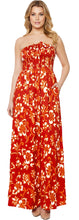 Load image into Gallery viewer, LA LEELA Long Maxi Floral Tube Maxi Dress For Women Bright Red P01135