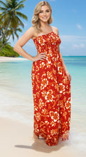 Load image into Gallery viewer, LA LEELA Long Maxi Floral Tube Maxi Dress For Women Bright Red P01135