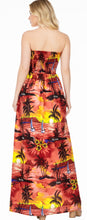 Load image into Gallery viewer, LA LEELA Long Maxi Tropical Palm Tree Print Tube Dress Women P01136