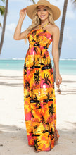 Cargar imagen en el visor de la galería, LA LEELA Long Maxi Tropical Palm Tree Print Tube Dress Women P01138