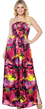 Load image into Gallery viewer, LA LEELA Long Maxi Tropical Palm Tree Print Tube Dress Women P01139