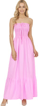 Load image into Gallery viewer, LA LEELA Long Maxi Solid Color Tube Dress For Women Everyday Dark Pink Casual P01146