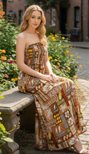 Load image into Gallery viewer, LA LEELA Long Tube Dress For Women Tropical Mustard P01159
