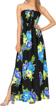 Load image into Gallery viewer, LA LEELA Long Maxi Flower Print Tube Maxi Dress For Women Blue Floral P01168