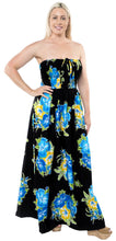 Load image into Gallery viewer, LA LEELA Long Maxi Flower Print Tube Maxi Dress For Women Blue Floral P01168