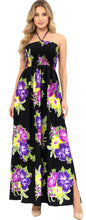 Load image into Gallery viewer, LA LEELA Long Maxi Flower Print Tube Maxi Dress For Women Black P01170