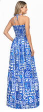 Load image into Gallery viewer, LA LEELA Women's Tube Dress Boho Flowy Maxi One Size Sapphire Tribal P01172