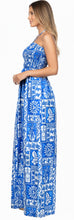 Load image into Gallery viewer, LA LEELA Women's Tube Dress Boho Flowy Maxi One Size Sapphire Tribal P01172
