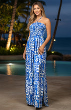 Load image into Gallery viewer, LA LEELA Women's Tube Dress Boho Flowy Maxi One Size Sapphire Tribal P01172