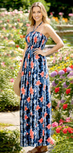 Load image into Gallery viewer, LA LEELA Women's Tube Dress Top Maxi Flowy One Size Black Floral P01175
