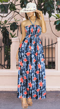 Load image into Gallery viewer, LA LEELA Women's Tube Dress Top Maxi Flowy One Size Black Floral P01175