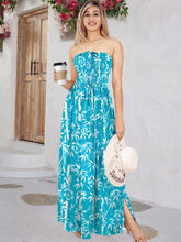 Load image into Gallery viewer, LA LEELA Long Maxi Tube Dress With Palm Leaves Print All Over P01180