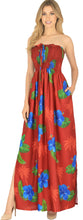 Load image into Gallery viewer, LA LEELA Long Maxi Coral Hibiscus Palm Tube Dress Women P01191