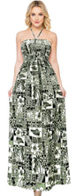 Load image into Gallery viewer, LA LEELA Long Maxi Tube Dress With Palm Tree And Leaves Print All Over P01200