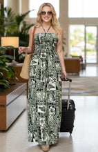 Load image into Gallery viewer, LA LEELA Long Maxi Tube Dress With Palm Tree And Leaves Print All Over P01200