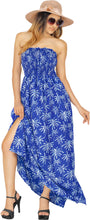Load image into Gallery viewer, LA LEELA Women's Tube Dress Boho Maxi Smocked Large-X-Large Lapis Floral P01211