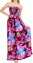 Load image into Gallery viewer, LA LEELA Long Maxi Tube Pink Palm Tree For Women P01215