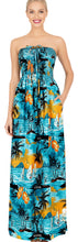 Cargar imagen en el visor de la galería, LA LEELA Long Maxi Hawaiian Palm Tree Beachy Print Tube Dress For Women P01216