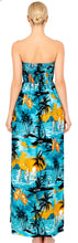 Cargar imagen en el visor de la galería, LA LEELA Long Maxi Hawaiian Palm Tree Beachy Print Tube Dress For Women P01216